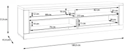 FORTE TV-Board »TV-Schrank, grifflos, offene Fächer« B/H/T 181,1/48,2/41,6 cm, Front glänzend