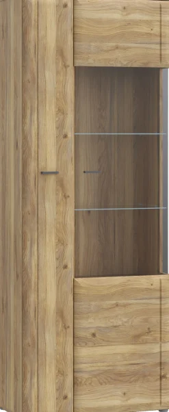 FORTE Vitrine »Akinori« B/H/T 75,1/197,6/41,8 cm,Highboardvitrine, Glastüre , Soft Close, MDF Front, Metallgriffe