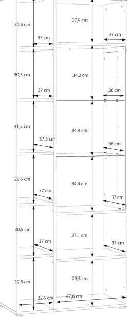 FORTE Vitrine »Akinori« B/H/T 75,1/197,6/41,8 cm,Highboardvitrine, Glastüre , Soft Close, MDF Front, Metallgriffe