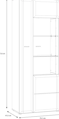 FORTE Vitrine »Akinori« B/H/T 75,1/197,6/41,8 cm,Highboardvitrine, Glastüre , Soft Close, MDF Front, Metallgriffe