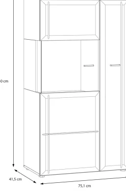 FORTE Vitrine »Akinori« B/H/T 75,1/140/41,8 cm,Highboardvitrine, Glastüre , Soft Close, MDF Front