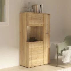 FORTE Vitrine »Akinori« B/H/T 75,1/140/41,8 cm,Highboardvitrine, Glastüre , Soft Close, MDF Front