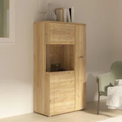 FORTE Vitrine »Akinori« B/H/T 75,1/140/41,8 cm,Highboardvitrine, Glastüre , Soft Close, MDF Front