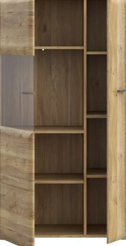 FORTE Vitrine »Akinori« B/H/T 75,1/140/41,8 cm,Highboardvitrine, Glastüre , Soft Close, MDF Front