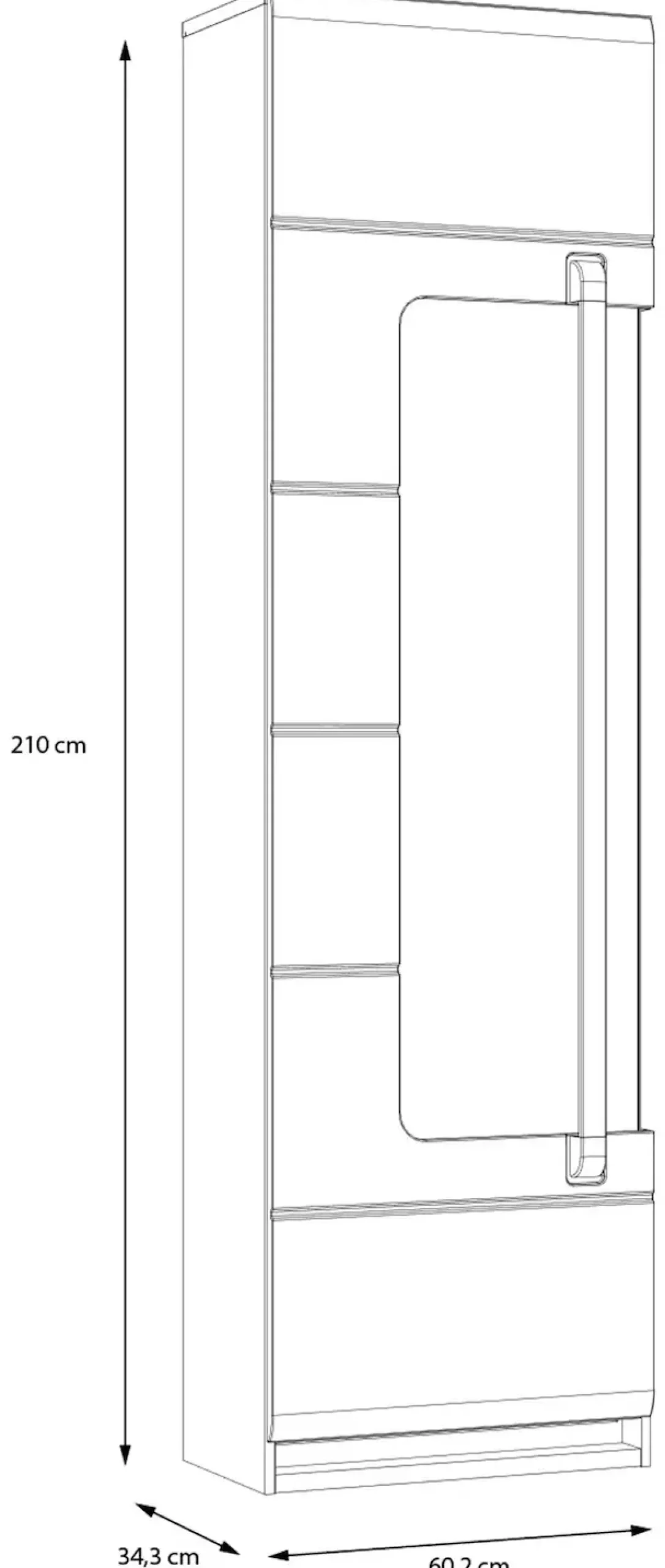 FORTE Vitrine »Attention« B/H/T 60,2/210/34,3 cm,Vitrine inkl. Beleuchtung, Höhe 210 cm, Soft Close, Glastüre