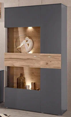 FORTE Vitrine »Como« Highboard, LED Beleuchtung Einlegeböden, Glastüre, Soft Close