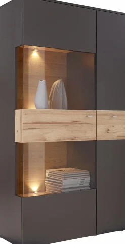 FORTE Vitrine »Como« Highboard, LED Beleuchtung Einlegeböden, Glastüre, Soft Close