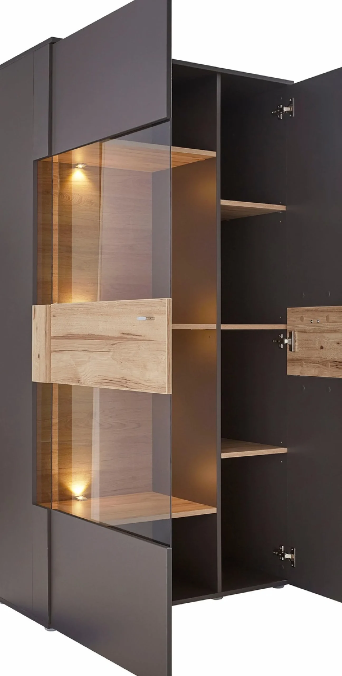 FORTE Vitrine »Como« Highboard, LED Beleuchtung Einlegeböden, Glastüre, Soft Close
