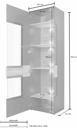 FORTE Vitrine »Como« Vitrine, Glastüre, LED Beleuchtung, Soft Close Linksanschlag