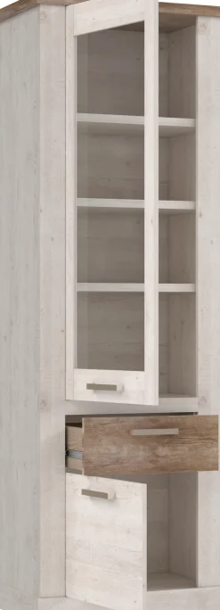 FORTE Vitrine »Duro« Höhe 212 cm, Glasvitrine mit Schublade, im Landhausstil