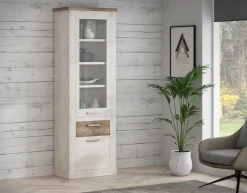 FORTE Vitrine »Duro« Höhe 212 cm, Glasvitrine mit Schublade, im Landhausstil