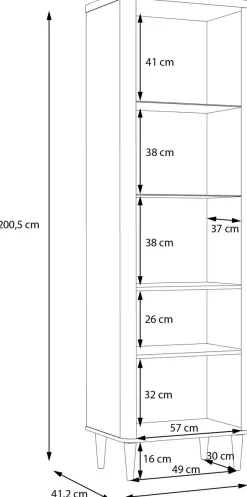 FORTE Vitrine »Lacetti« B/H/T 60,4/200,5/41,2 cm, Echtholzfüße