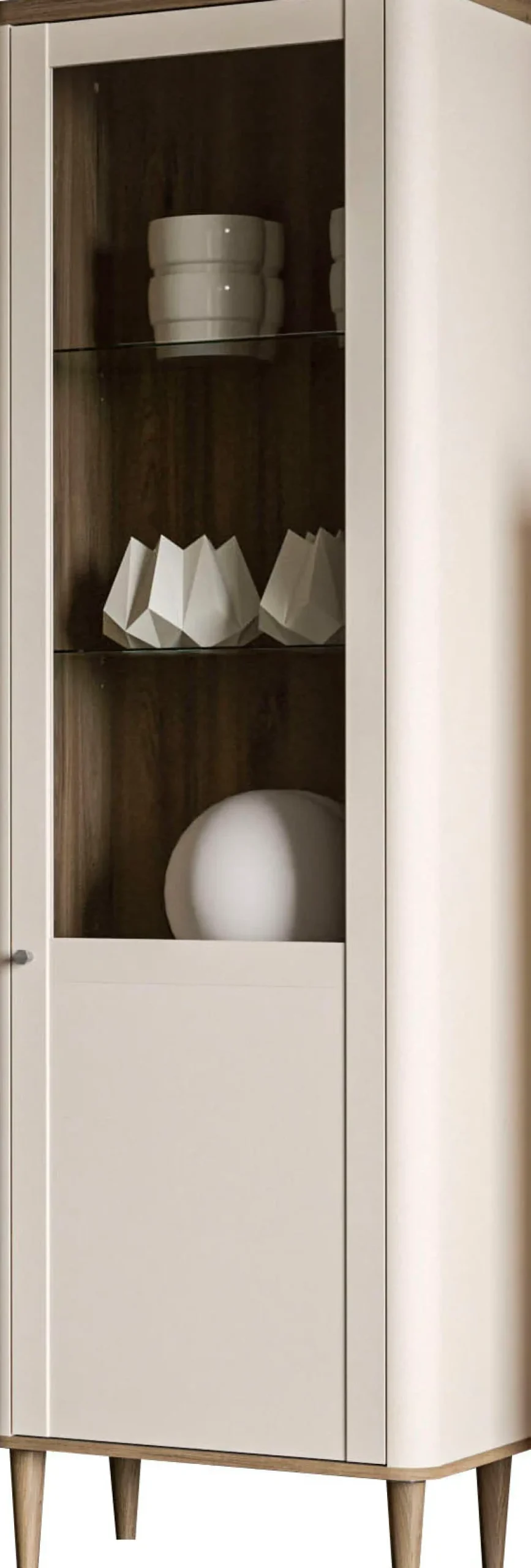 FORTE Vitrine »Lacetti« B/H/T 60,4/200,5/41,2 cm, Echtholzfüße