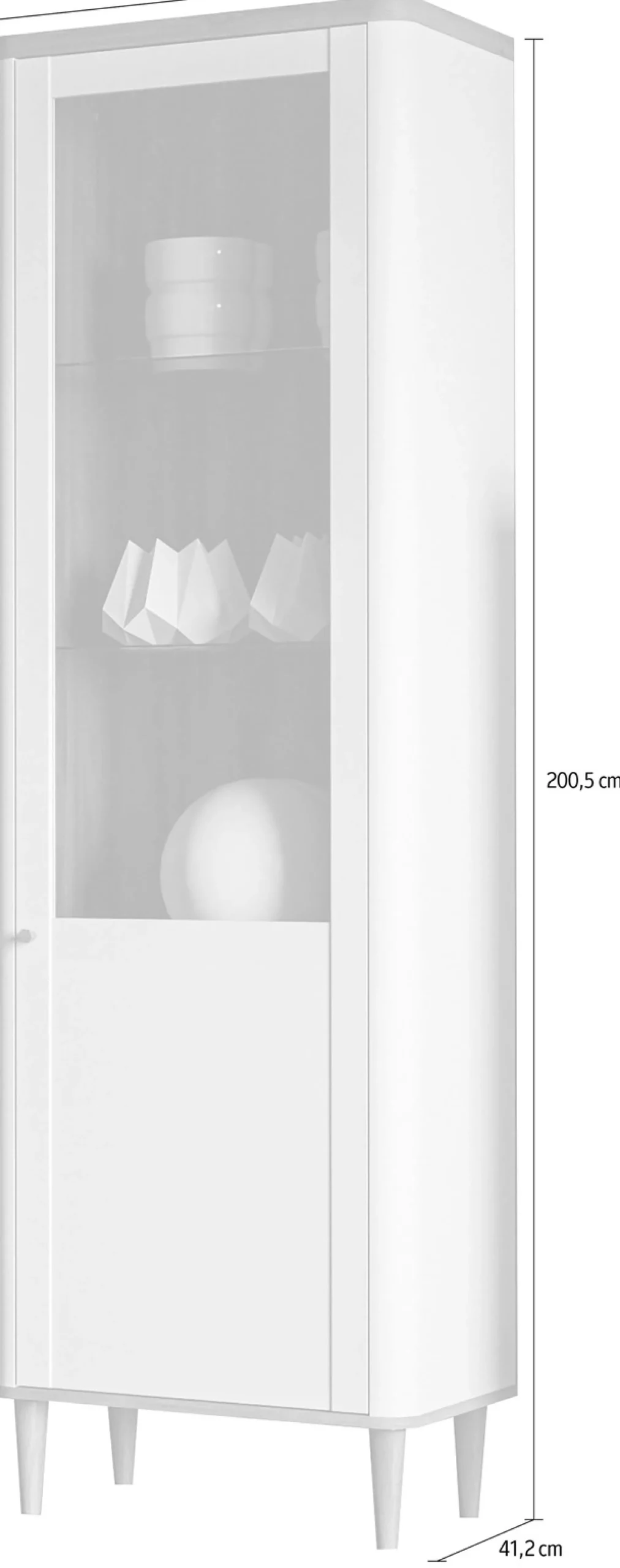FORTE Vitrine »Lacetti« B/H/T 60,4/200,5/41,2 cm, Echtholzfüße