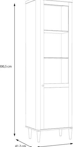 FORTE Vitrine »Lacetti« B/H/T 60,4/200,5/41,2 cm, Echtholzfüße