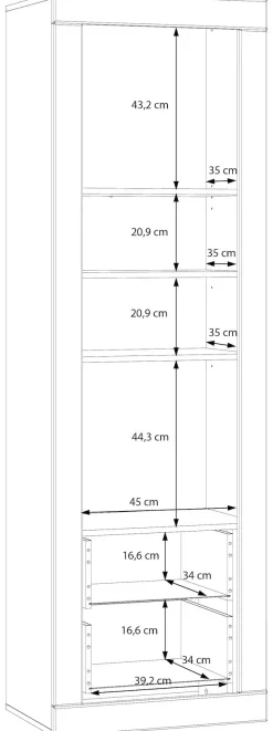 FORTE Vitrine »Lefkadas, Breite 61,3cm , Höhe 196 cm« Vitrine, grifflose Front, breite Rahmenoptik, Tür mit Glaseinsatz