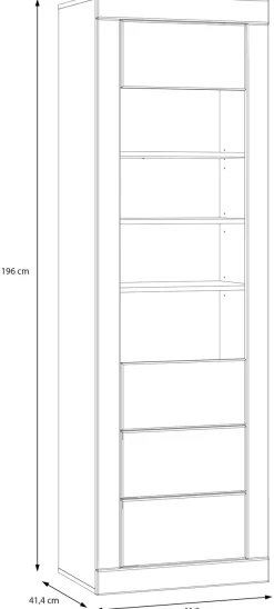 FORTE Vitrine »Lefkadas, Breite 61,3cm , Höhe 196 cm« Vitrine, grifflose Front, breite Rahmenoptik, Tür mit Glaseinsatz