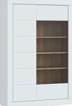 FORTE Vitrine »Lefkadas« BxH=101x151,2 cm,Highboard, grifflose Front, breite Rahmenoptik, Tür mit Glaseinsatz