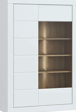 FORTE Vitrine »Lefkadas« BxH=101x151,2 cm,Highboard, grifflose Front, breite Rahmenoptik, Tür mit Glaseinsatz