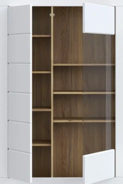 FORTE Vitrine »Lefkadas« BxH=101x151,2 cm,Highboard, grifflose Front, breite Rahmenoptik, Tür mit Glaseinsatz