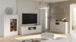 FORTE Vitrine »Lefkadas« BxH=101x151,2 cm,Highboard, grifflose Front, breite Rahmenoptik, Tür mit Glaseinsatz
