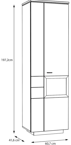 FORTE Vitrine »Louoto, Stauraumvitrine, Standvitrine, Stauraumschrank« Türanschlag rechts oder links wechselbar, mit Soft Close, Höhe 197,2cm