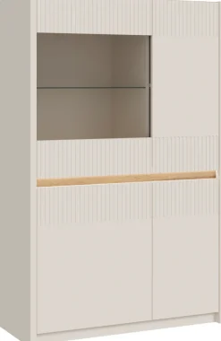 FORTE Vitrine »Oak Squere Highboard , Soft-Close, Glatüre« B/H/T 95,3/146,7/41,5 cm, Beleuchtung, SoftClose