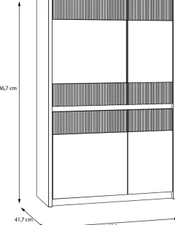 FORTE Vitrine »Oak Squere Highboard , Soft-Close, Glatüre« B/H/T 95,3/146,7/41,5 cm, Beleuchtung, SoftClose