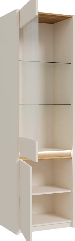 FORTE Vitrine »Oak Squere Vitrine, Soft Close« B/H/T 60,6/197,9/41,5 cm, Beleuchtung, Glastüre, grifflos
