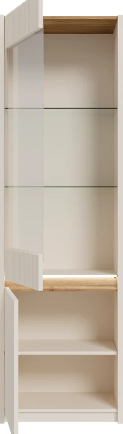 FORTE Vitrine »Oak Squere Vitrine, Soft Close« B/H/T 60,6/197,9/41,5 cm, Beleuchtung, Glastüre, grifflos
