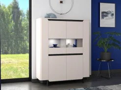 FORTE Vitrine »Vodol« Highboard, Glatüren, abgerundete Kanten