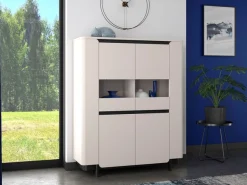 FORTE Vitrine »Vodol« Highboard, Glatüren, abgerundete Kanten