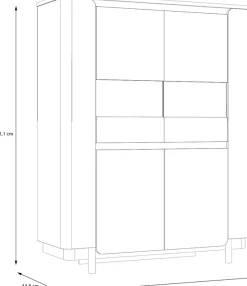 FORTE Vitrine »Vodol« Highboard, Glatüren, abgerundete Kanten