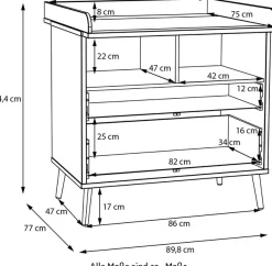FORTE Wickelkommode »Whenua« Wickelauflage, erhöhter Rand, 2 farbig, Stauraum offen Fächer etc. 89,8 cm