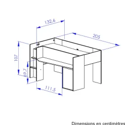 Gami Hochbett »Nael« Hochbett 90 / 200 mit Schreibtisch