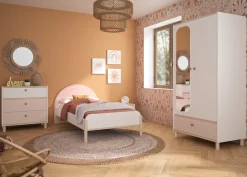 Gami Jugendbett »Einzelbett, Kinderbett, mit LED-Beleuchtung am Kopfteil, 90x200 cm« Elegantes Design für eine sanfte und feminine Atmosphäre.