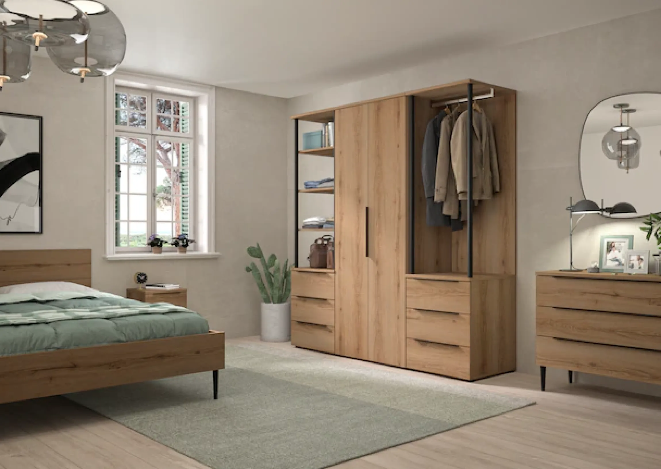 Gami Kleiderschrank »Schrank 2 Türen« 1/2 Kleiderschrank, 1/2 Wäscheschrank, großzügiges Volumen