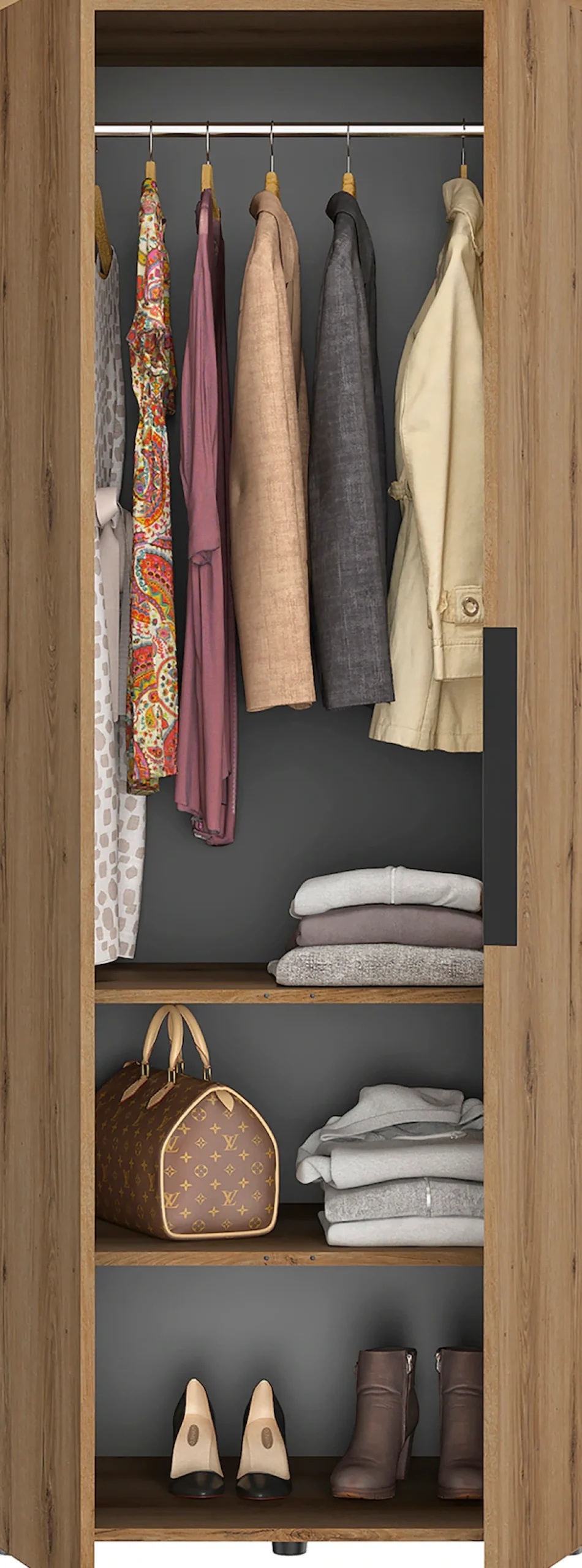 Gami Kleiderschrank »Schrank 2 Türen« 1/2 Kleiderschrank, 1/2 Wäscheschrank, großzügiges Volumen