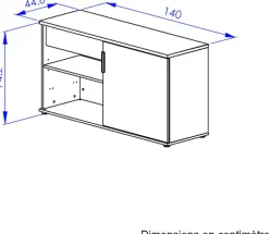 Gami Lowboard »ITALIC« Elegante Credenza, freistehend oder als Schreibtischrücklauf nutzbar