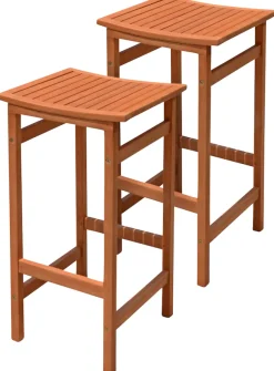 Garden Pleasure Barhocker »PALMDALE« (2er Set), Eukalyptusholz, braun