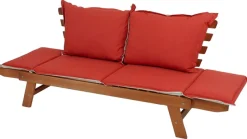 Garden Pleasure Gartenlounge-Bank »FORTUNA« mit umklappbarer Armlehne und Wendekissen, BxTxH: 126x68x78 cm