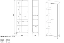 GERMANIA Aktenschrank »GW-Rovigo, mit offenem Regal,« 1 Stk. tlg. spiegelverkehrt montierbar, Höhe 190 cm, Made in Germany