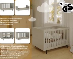 GERMANIA Babybett »Tomino« 1 Stk. tlg. inkl. Umbauseiten, B/H/T 144/87/75 cm, belastbar bis 100 kg