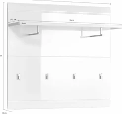 GERMANIA Garderobenpaneel »Adana« Breite 96cm,Kleiderstangen u. -haken,Hochglanz-Korpus, Made in Germany