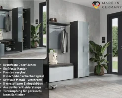 GERMANIA Garderobenschrank »Oakland mit Glasfront« Breite: 59cm, Türdämpfung,verstellb. Böden, Metallgriffe aus Chrom