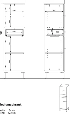 GERMANIA Hochschrank »Hochschrank« 1 Stk. tlg. Hochschrank mit wechselbarem Türanschlag in Kaschmir