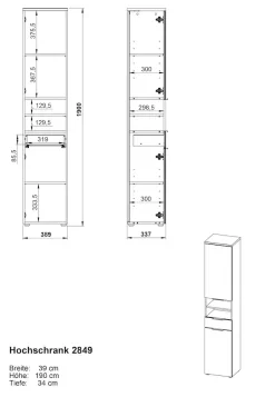 GERMANIA Hochschrank »Tavira« 1 Stk. tlg. Hochschrank mit Glasfronten und Türdämpfung