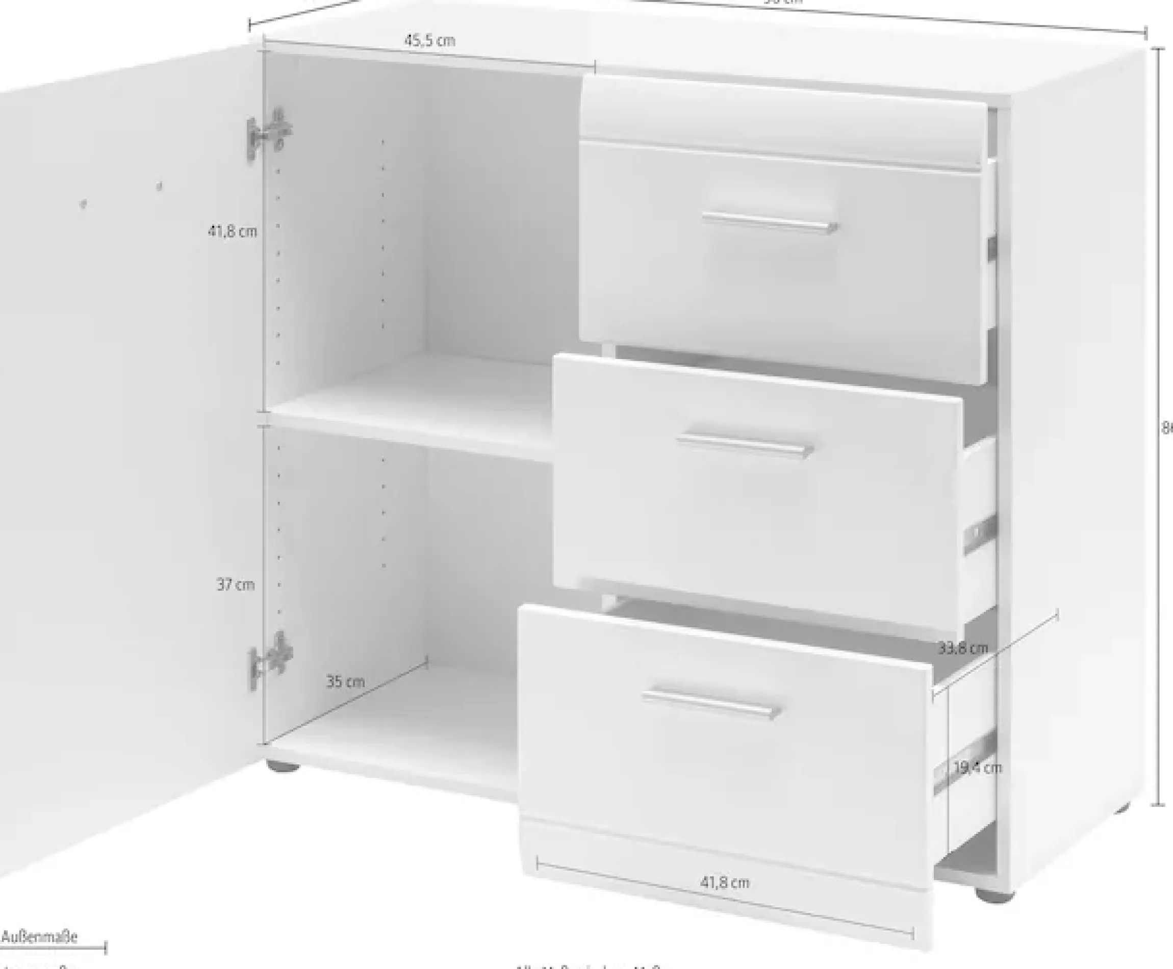 GERMANIA Kommode »Adana« Breite 96 cm, verstellbare Böden, Hochglanz-Fronten, Made in Germany