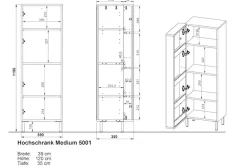 GERMANIA Midischrank »GW-Topeka« 1 Stk. tlg. rechts/links montierbar, Tür innen mit Regalfächern, Höhe 120 cm