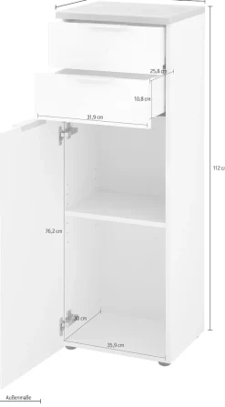 GERMANIA Midischrank »Pescara« Front mit Glasauflage